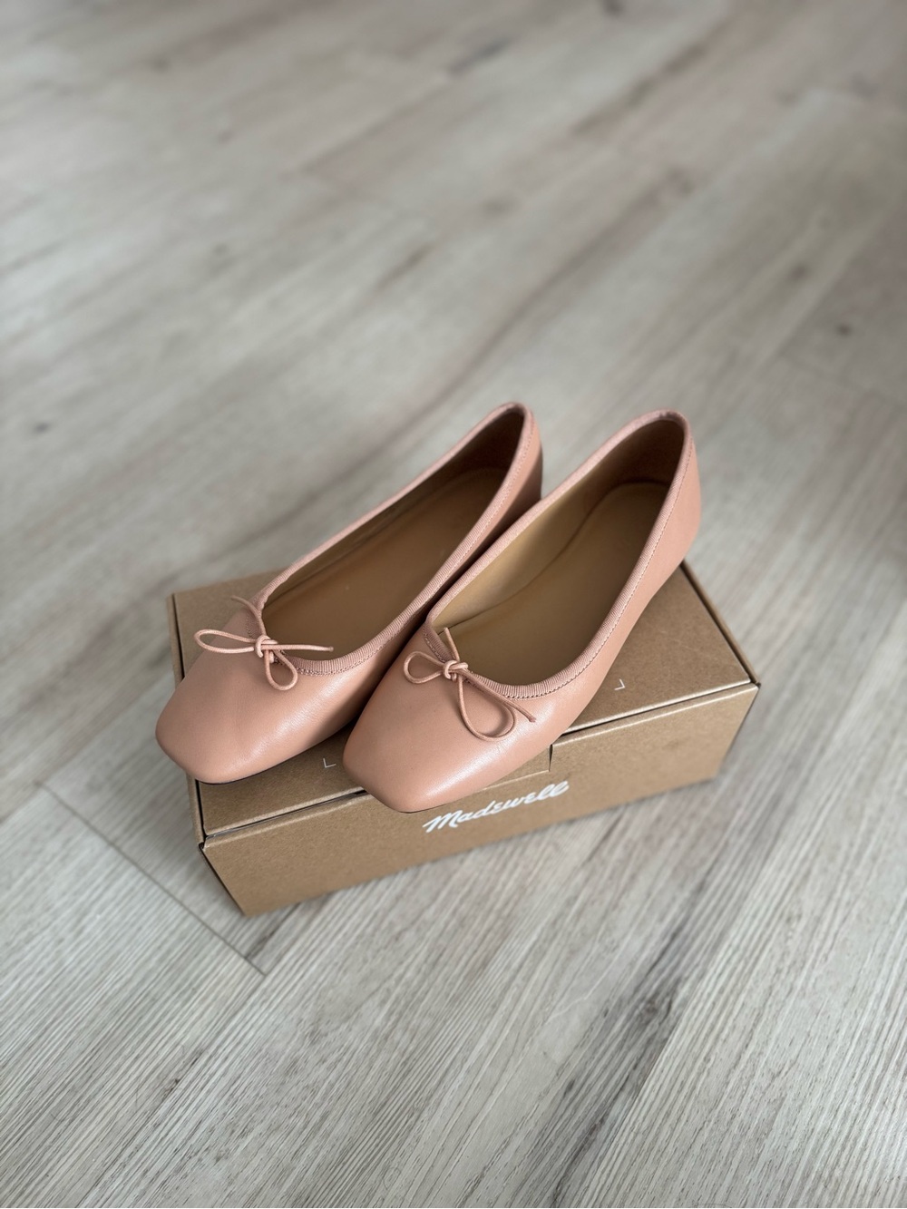Madewell pink ballet flats with bow